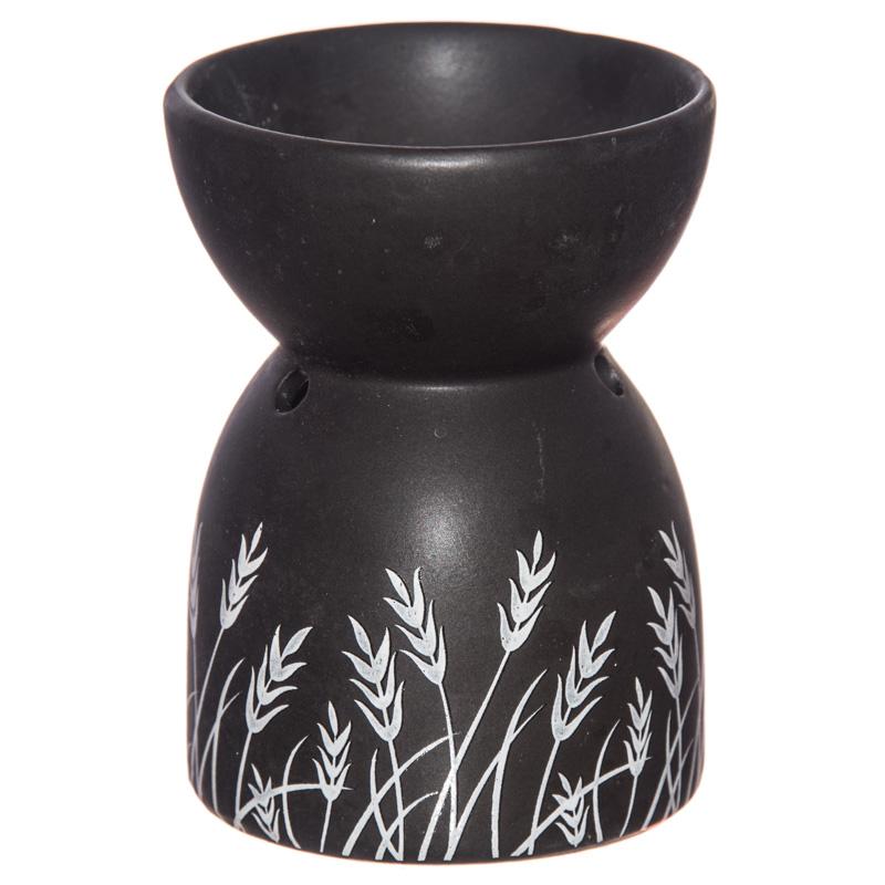 Ceramic grass oil burner, black
