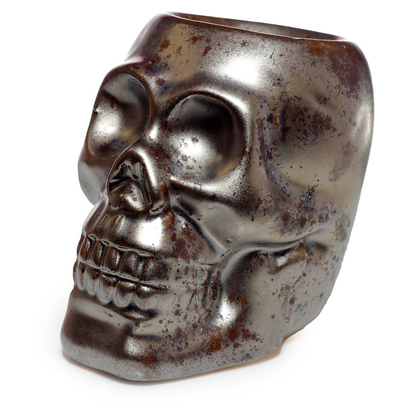 Skull oil burner, pewter